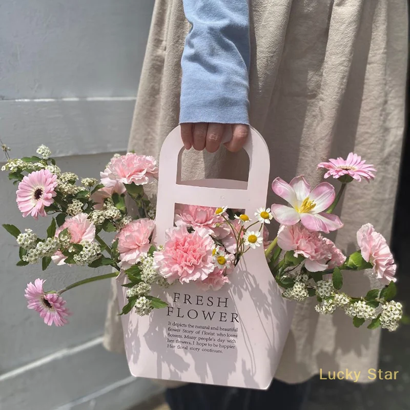 Packaging Flower Box Rose Wrapping Handheld Waterproof Kraft Paper Bag Wedding Decoration Gift Bag Bouquet Packaging Bag