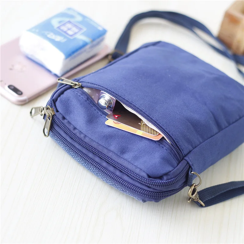 2024 Casual Canvas Mobile Phone Bags for Women Double Zipper Shoulder Bag Female Girls Trend Handbag Purse Mini Crossbody Bolsas