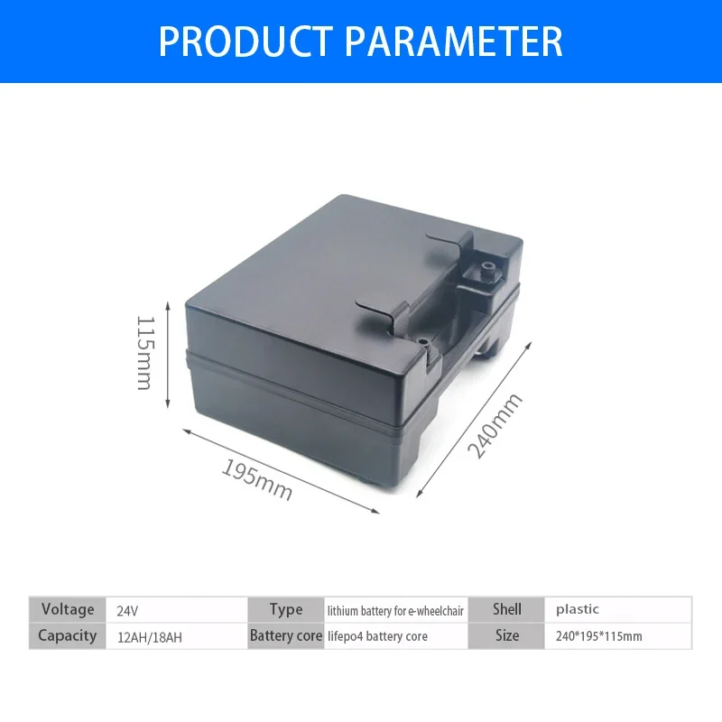 Bateria de lítio para cadeira de rodas elétrica, usado para o poder, bateria de lítio, lazer Scooter, 24V, 12Ah, 18Ah