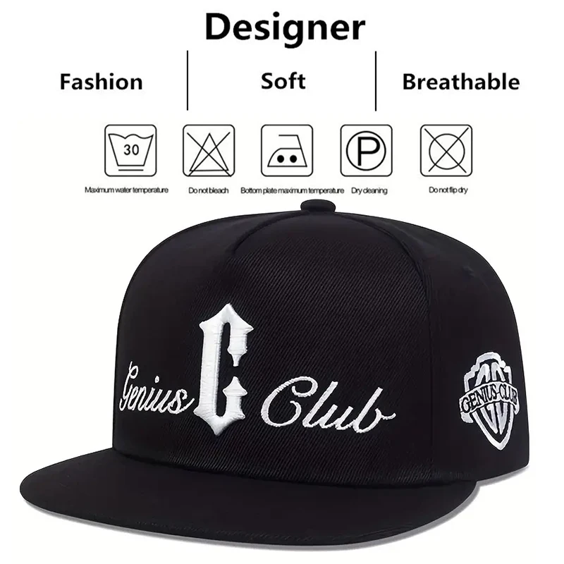 Fashion Unisex Letter Side GENIUS CLUB Embroidery Hip-hop Hats Outdoor Adjustable Casual Baseball Caps Sunscreen Hat