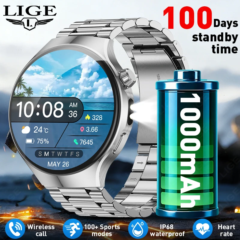 LIGE Sports Watch Outdoor Smart Watches 1000mAh Battery IP68