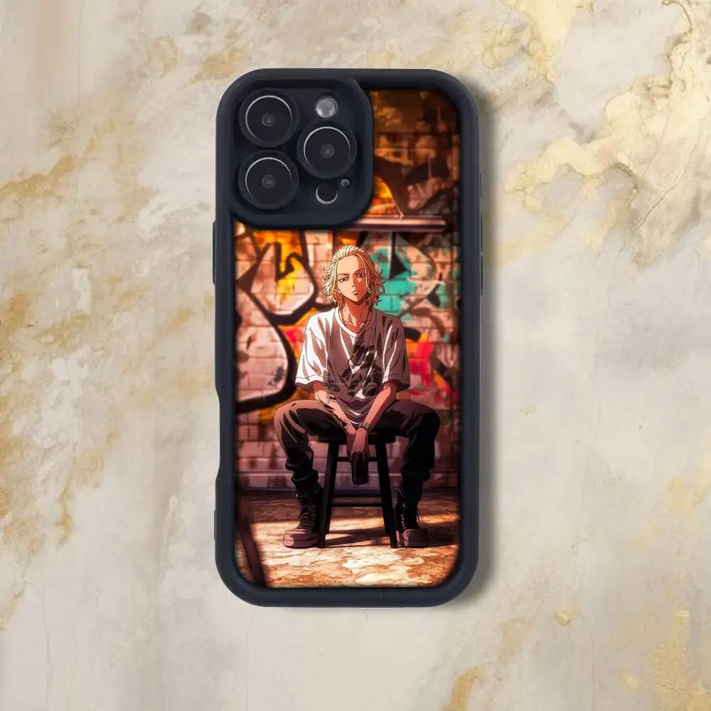 Coque de téléphone Tokyo r-vengeance Anime pour iPhone 17,16,15,14,13,12,Pro,Max,Plus,E,SE4,Air, émeri noir, couverture complète en TPU