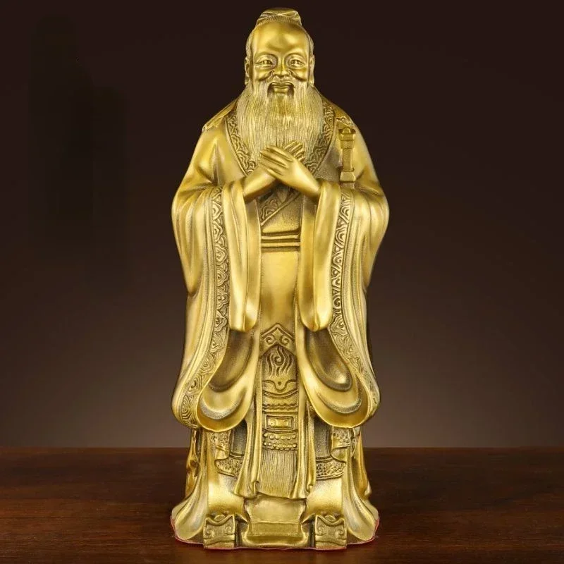 Copper  Study People Confucius Statue Ornaments Crafts Furniture Decor Ornaments