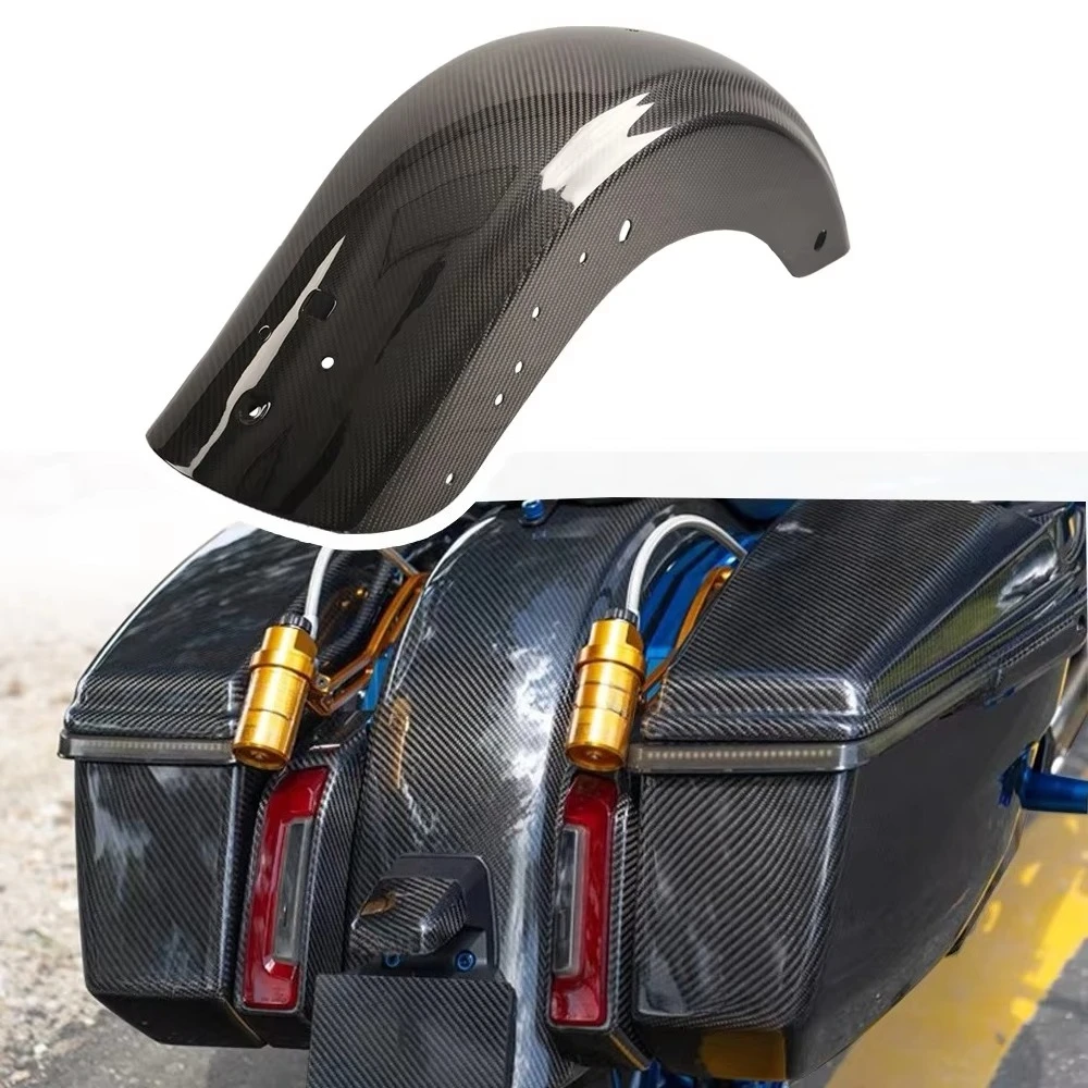 Custom World Motorcycle 3K Carbon Fiber Rear Fender Pre-Drilled Mounting Holes for Touring 23.5-25