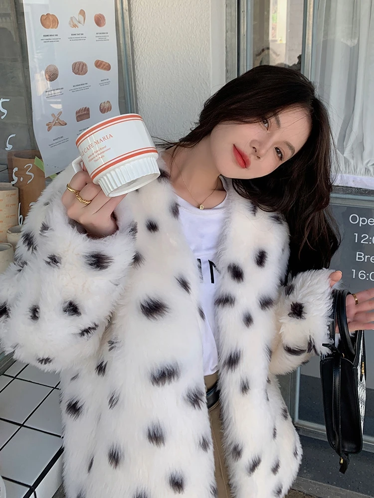 秋冬新作 スリーピンクカラー ブロ ポルカドット トスカーナウール シープスキン レディース ジャケット デコレーティブ ウォーム Vネック ロングスリーブ