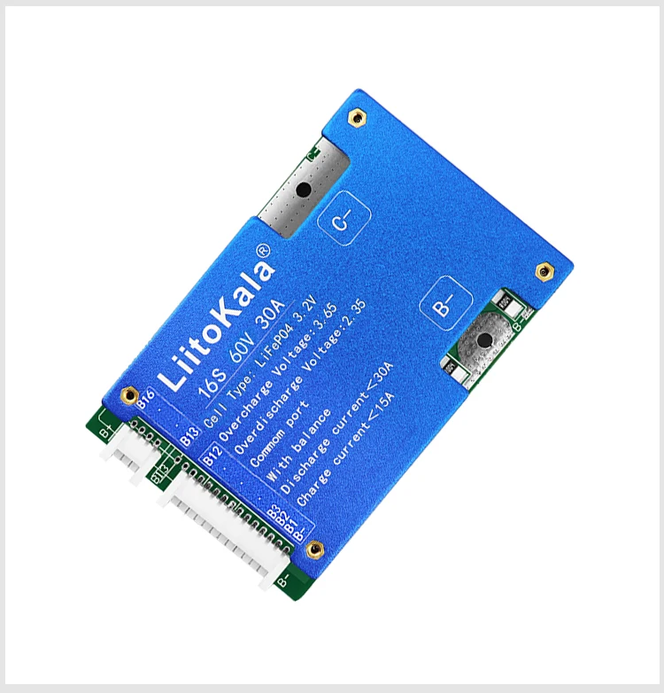 LIitoKala 16S-60V30A-BMS Lithium polymer battery BMS 3.7V Same port PCM 60V 20Ah li-ion battery pack Balance protection board