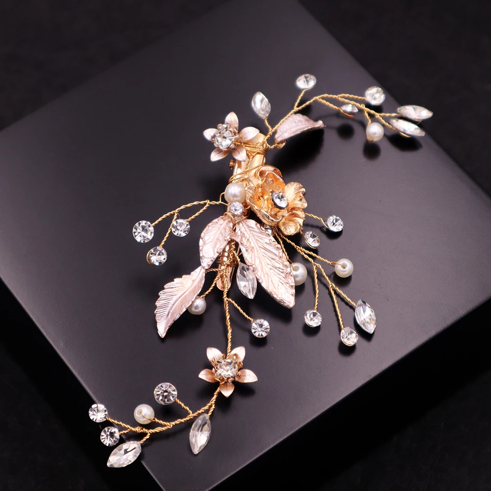 

Pearl Rhinestone Hair Clip Bridal Accessories Lightweight Alloy Wedding Party Hair Ornaments Bangs Golden Barrettes Women Bride