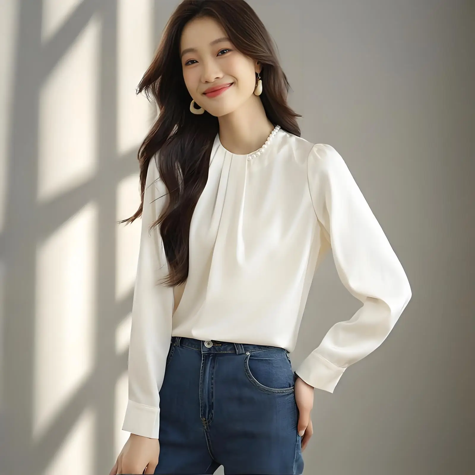 Camicie e camicette da donna retrò stile francese alla moda Abbigliamento da lavoro da donna da ufficio Top in chiffon tinta unita Abbigliamento vintage da donna