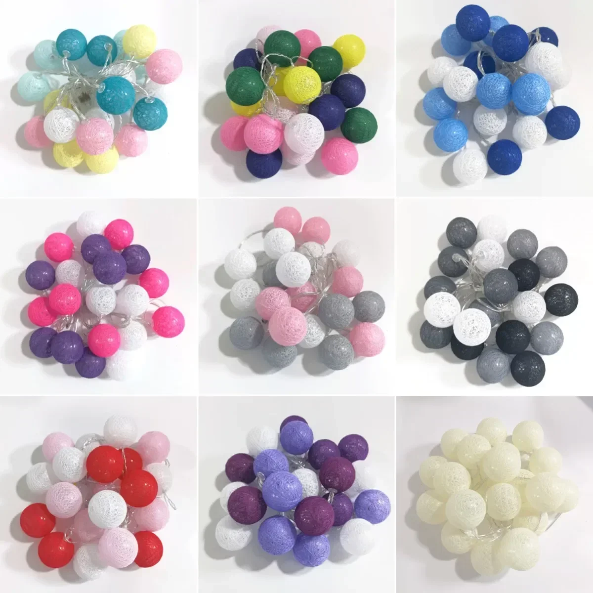 10/20LED Cotton Balls String Light Wedding Party Garland Fairy Street Lights Outdoor Garden Patio Christmas Decorations for Home