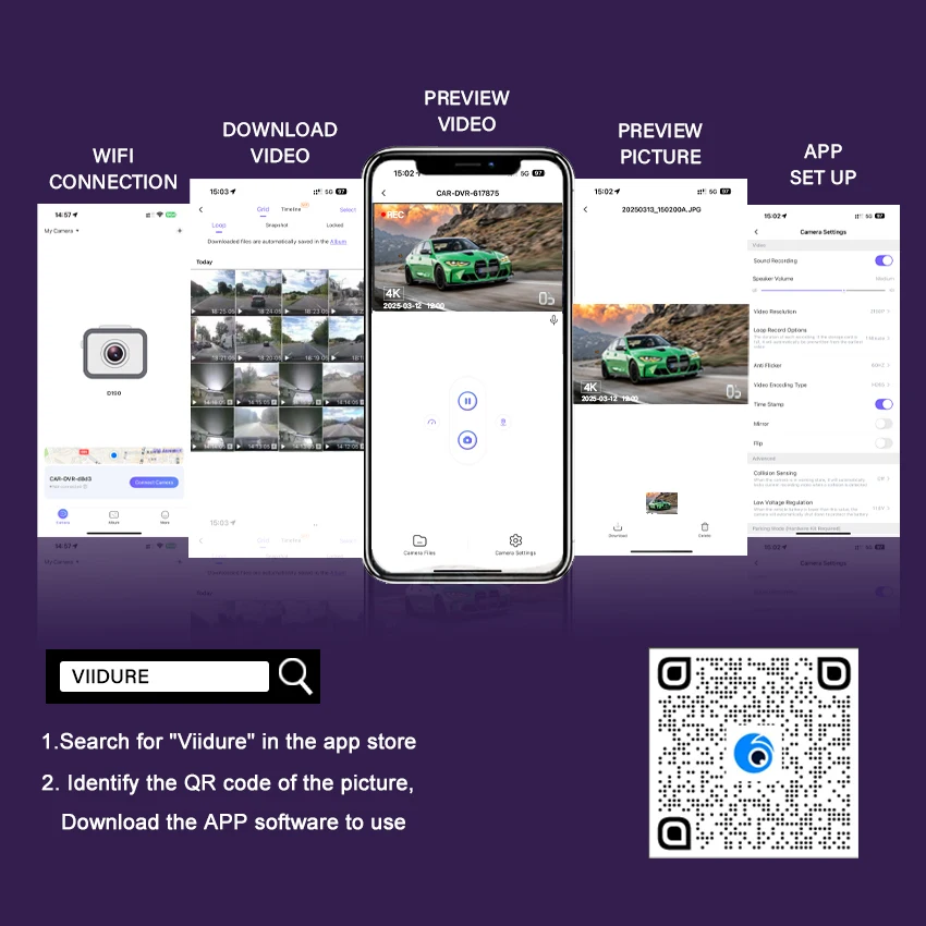 كاميرا داش 4K OEM لسيارة لكزس UX(ZA10)UX300h UX260h UX250h UX200 2019-2025، جهاز تسجيل فيديو رقمي للسيارة للتحكم في تطبيق WiFi مع رؤية ليلية، تسجيل حلقة
