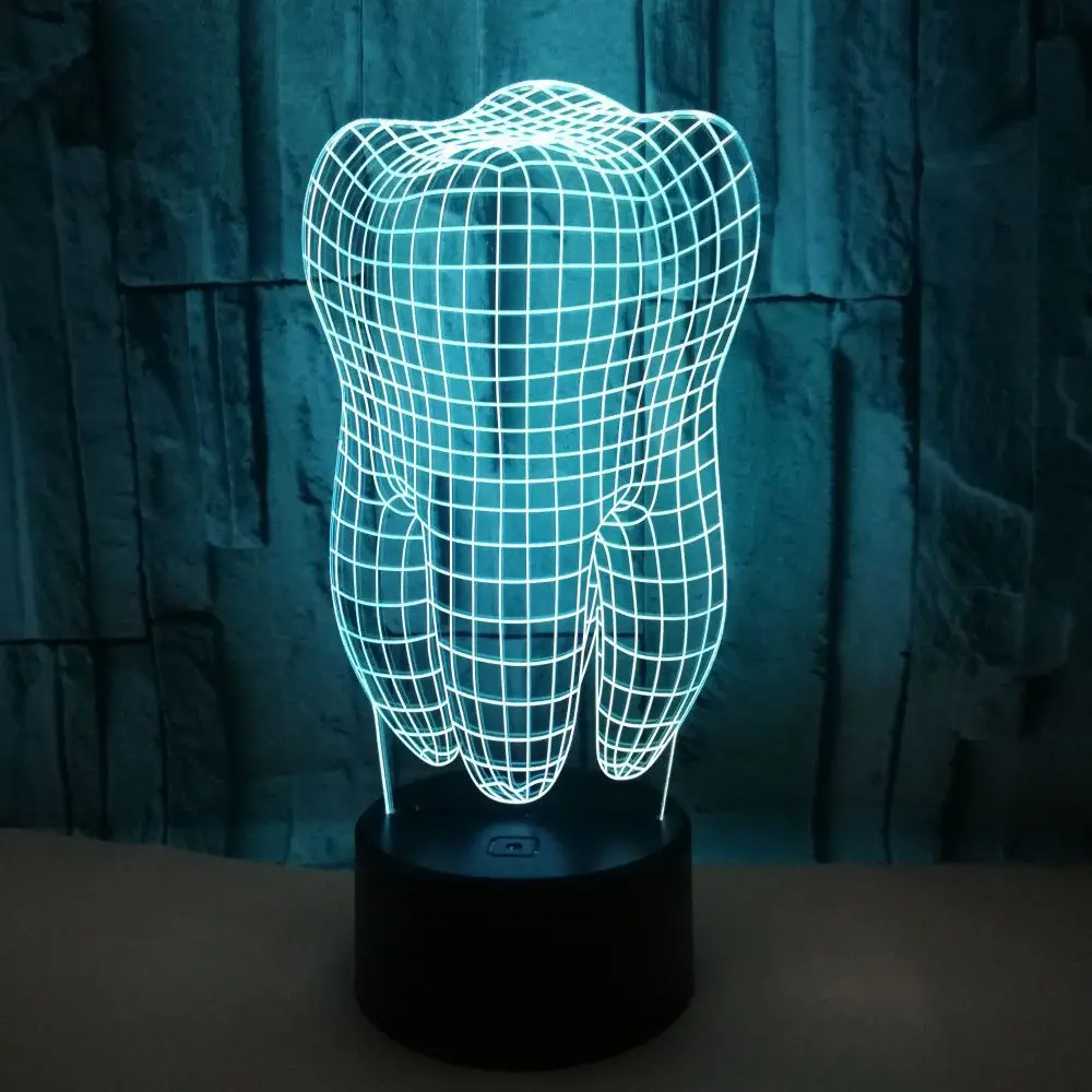 

Fantastic design tooth 3d Lamp 7 Color Led Night Light For Kids Touch Led Baby Sleeping Nightlight