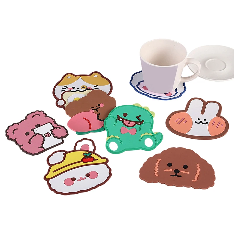 Cartoon Non-slip Silicone Coaster Cup Holder Mat Coffee Tea Hot Drink Cup Mat Coasters Insulated Pad Placemat For Kitchen