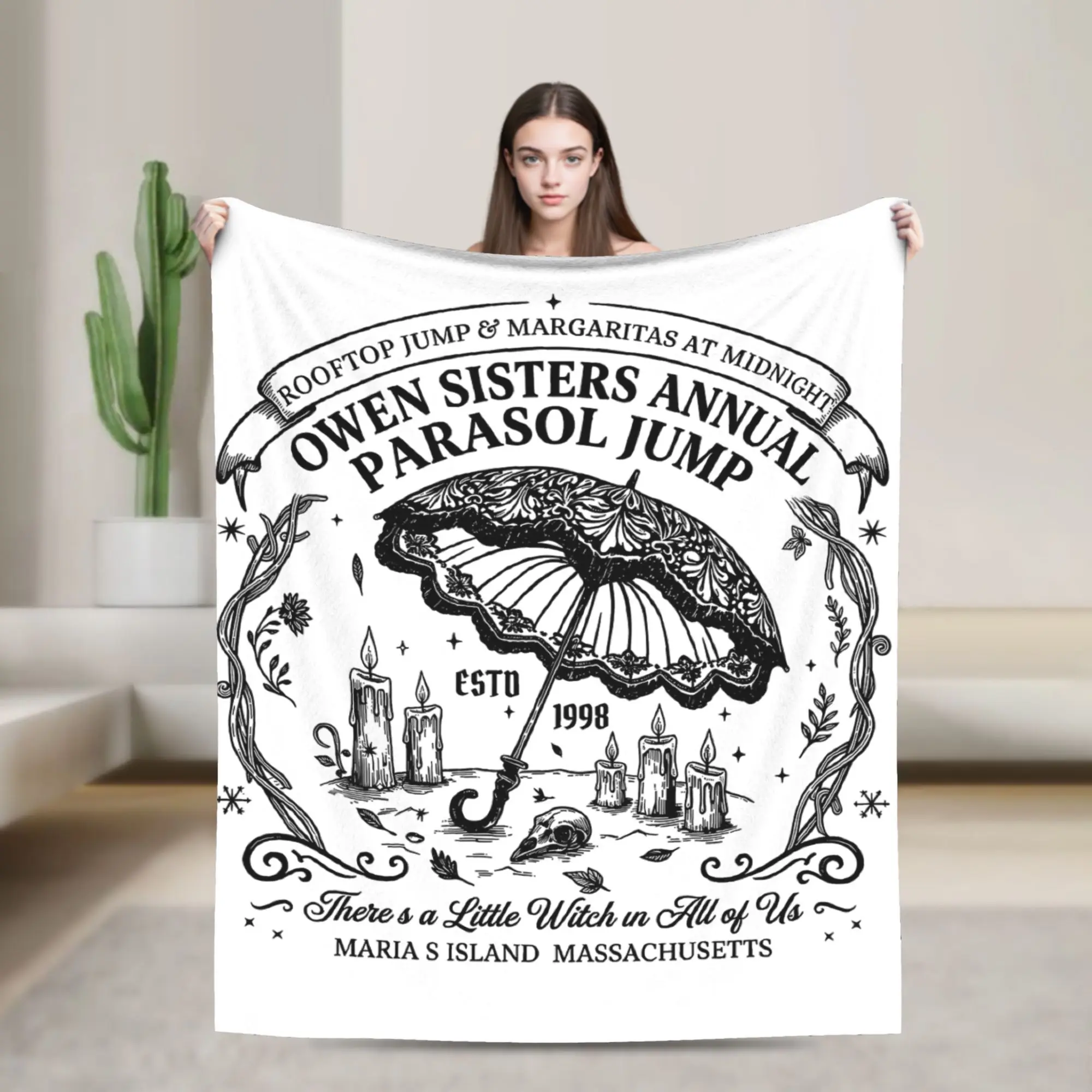Owens Sisters Annual Parasol Jump Blanket Practical Magic Fleece Warm Throw Blankets for Chair Covering Sofa Spring Autumn