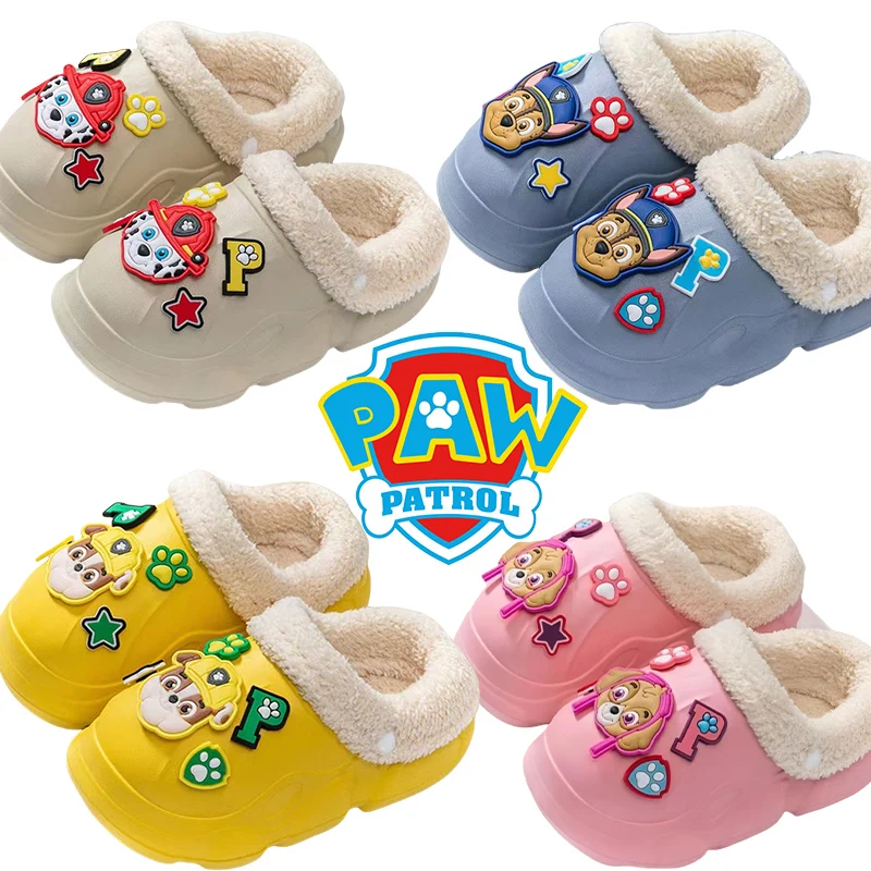 Paw Patrol Chase Cartoon bawełniane kapcie na buty dziecięce nowe śliczne pluszowe kapcie miękkie antypoślizgowe zimowe ciepłe chłopięce buty