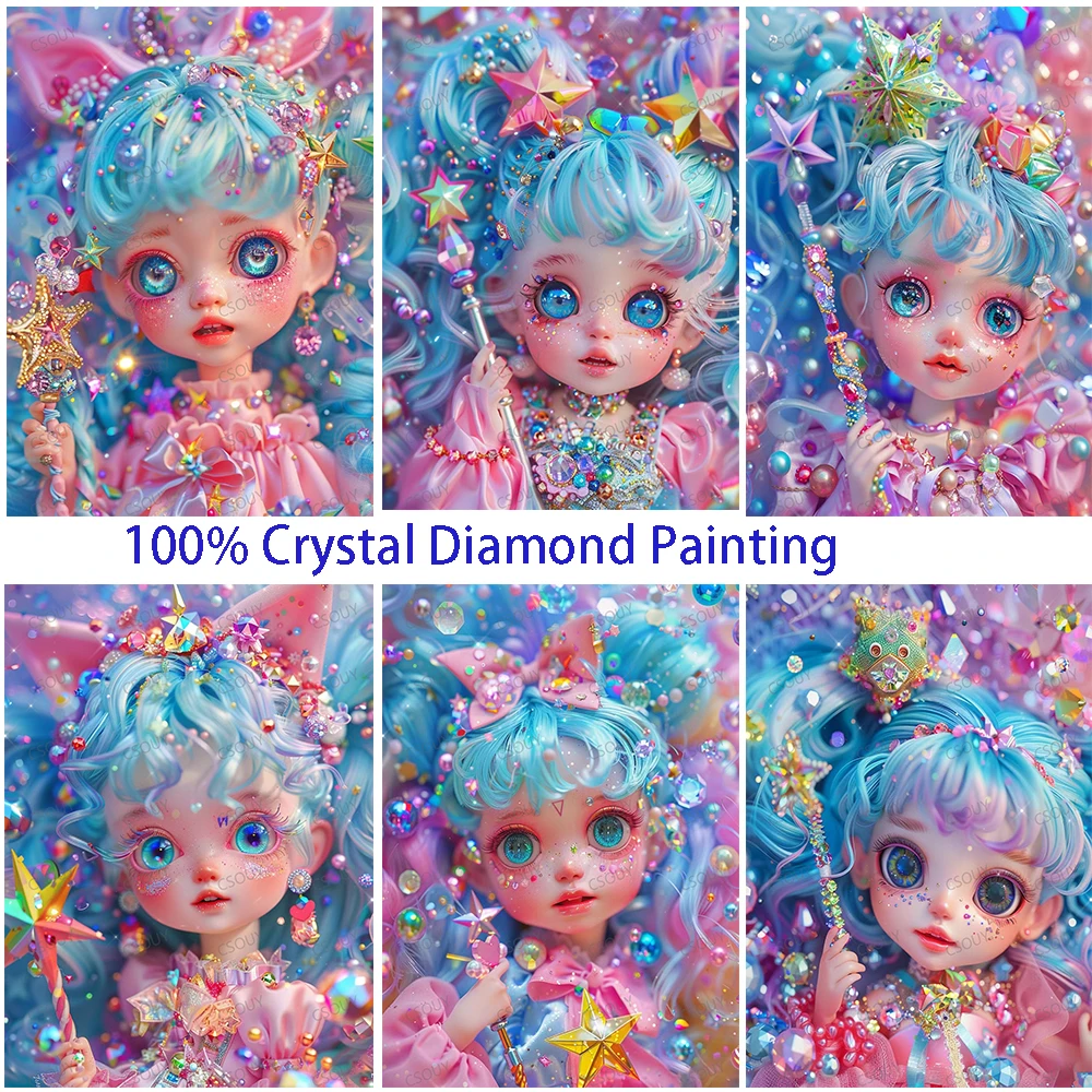 Magical Wand Girl 100% Fairy Dust Diamond Painting Full Square Drill Crystal Cross Stitch Embroidery Mosaic Needlework Rhineston