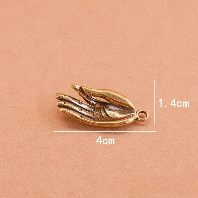 1 PC Unique Guanyin Buddha Hand Brass Ornament Car Keychain Pendant Creative Copper Miniatures Accessory Craft Home Decoration