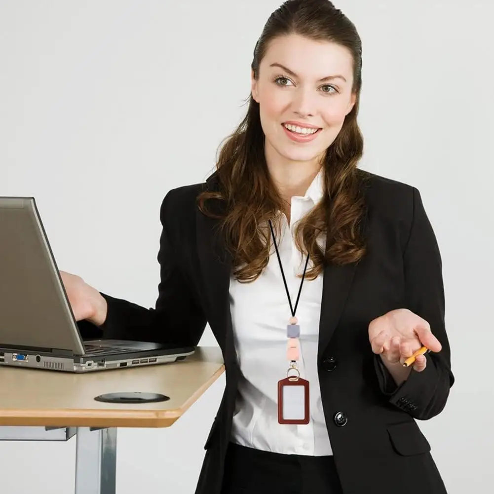 Lanyard Tag nama tali Lanyard manik-manik dapat disesuaikan dengan gantungan kunci dapat diputar tempat kartu Id bergaya gantungan kunci fungsional untuk bekerja