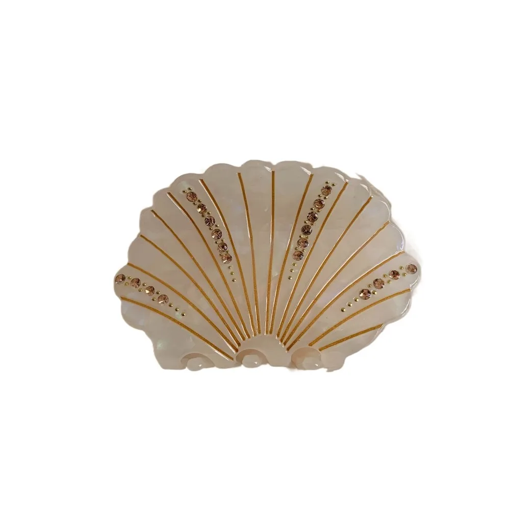 

Elegant Acetic Acid Acetate Shell Hair Claw Non-slip Acrylic Shell Shark Clip French Shiny Rhinestone Crab Clip Girl