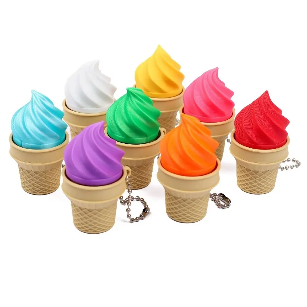 3D Printed Ice Cream Cone Fidget Sensory Bag Pendant Clicker Keychain Finger Press PLA Material Keyboard Clicker Adult