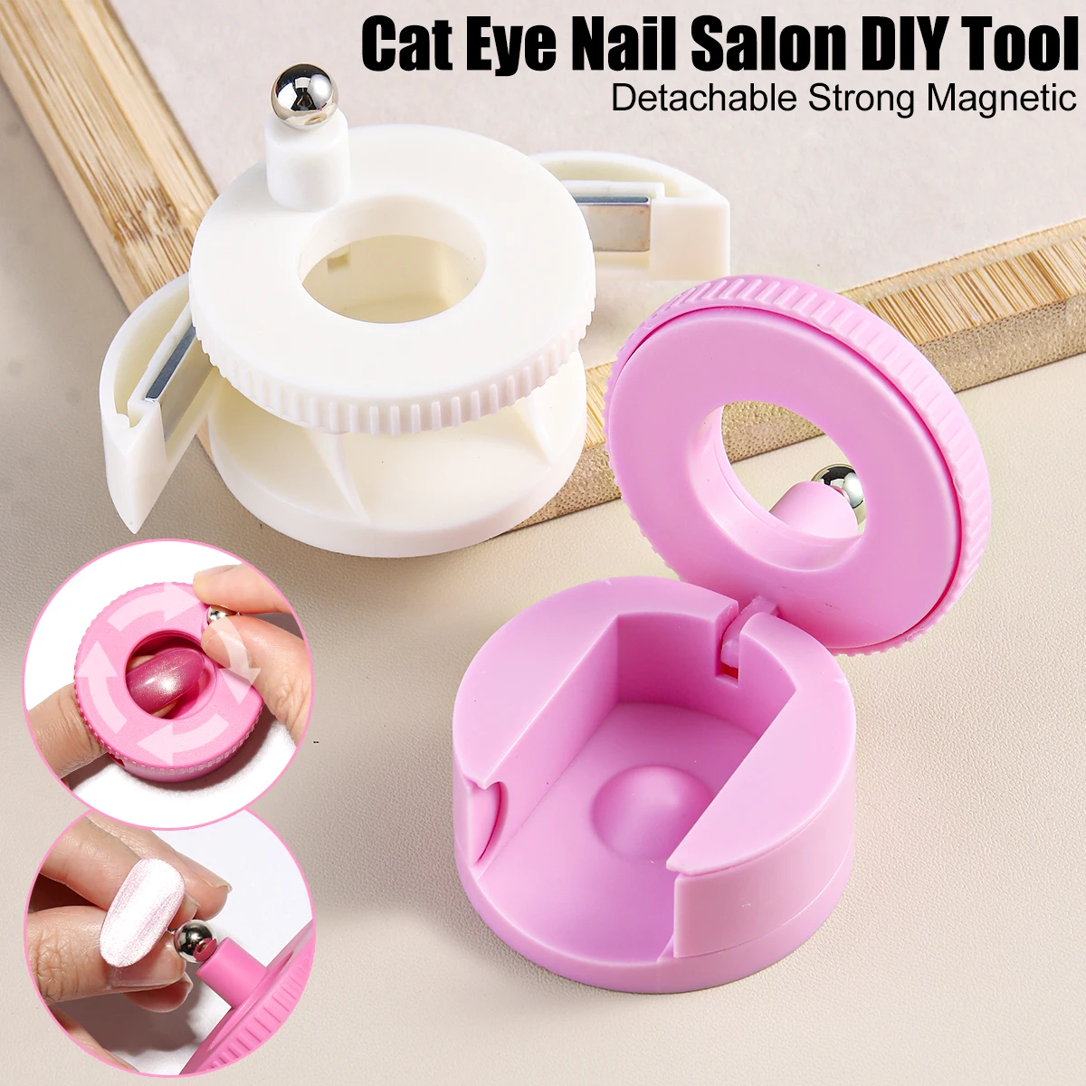 Automatisches Katzenaugen-Nagelwerkzeug, superstarker rotierender Magnet mit Glasperlen für französische Maniküre und Gel-Nagellack. DIY-Nagelkunst-Werkzeug für Anfänger – Detail 5