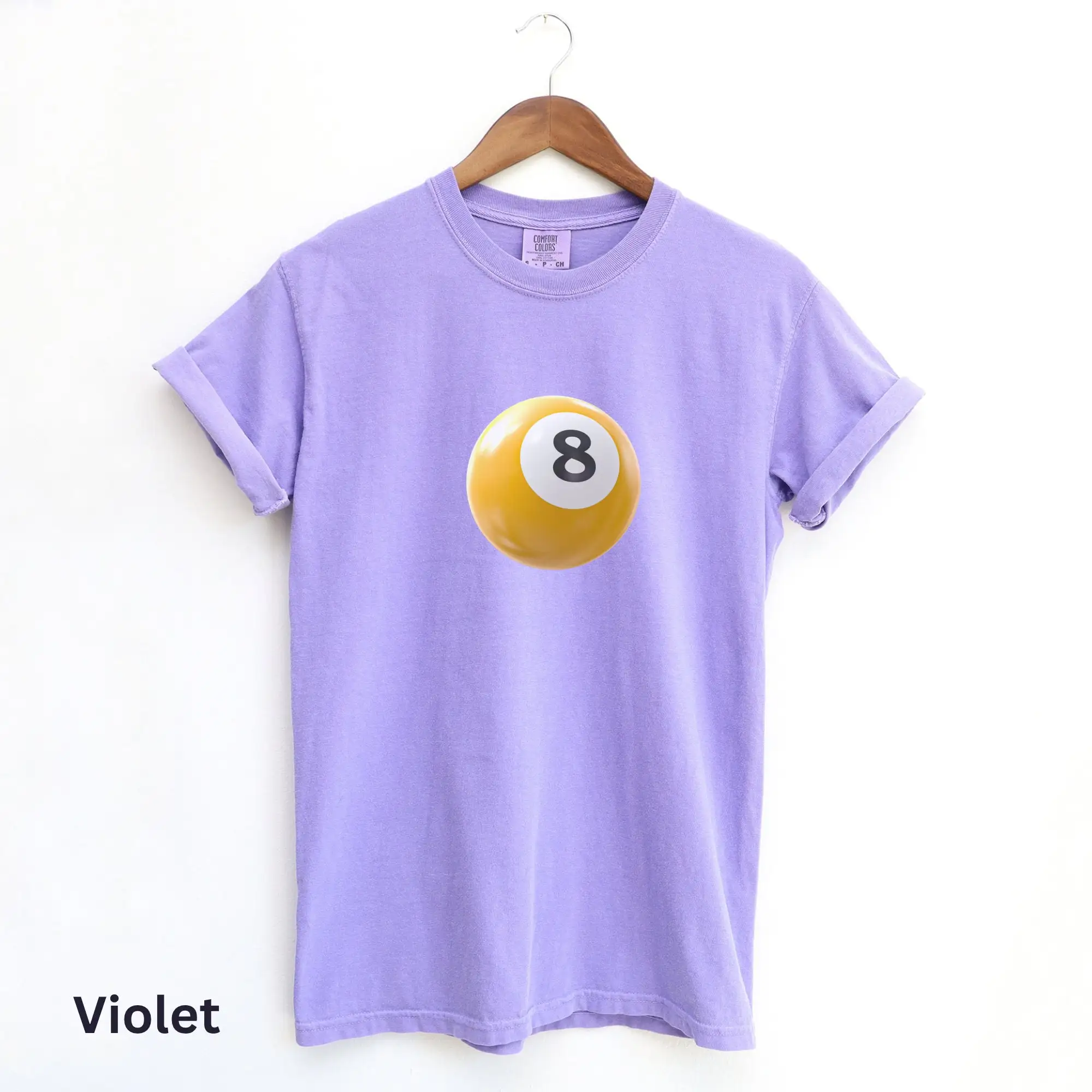 Lucky Yellow 8 Ball T Shirt Billiards Player