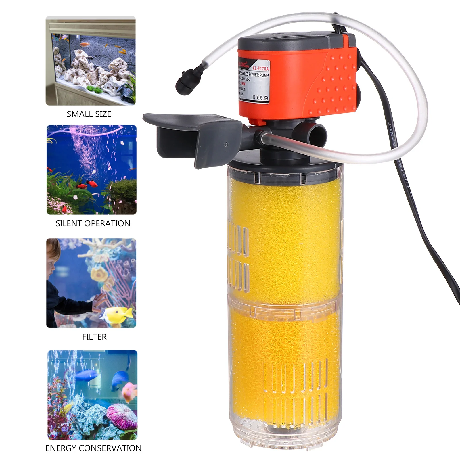 

18W Submersible Pump Aquarium Water Circulation in 1 Filter Oxygen Supply Pond Fountain Eu Plug Submersible Water Pump