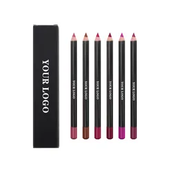 10sets Lip Liner 6Pcs Private Label Cosmetics Lipliner Waterproof Lip Pencils Matte Waterproof Colorful Silk Lipstick Pen Bulk