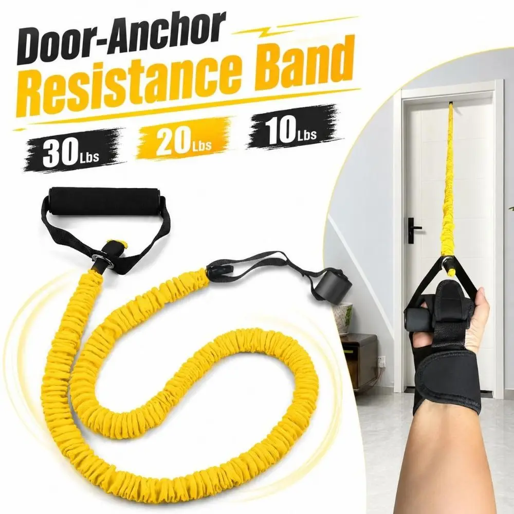 Handheld Door-Anchor Resistance Band 30 Lbs 20 Lbs 10 Lbs Elastic Pull Up Resistance Strap Sturdy Durable
