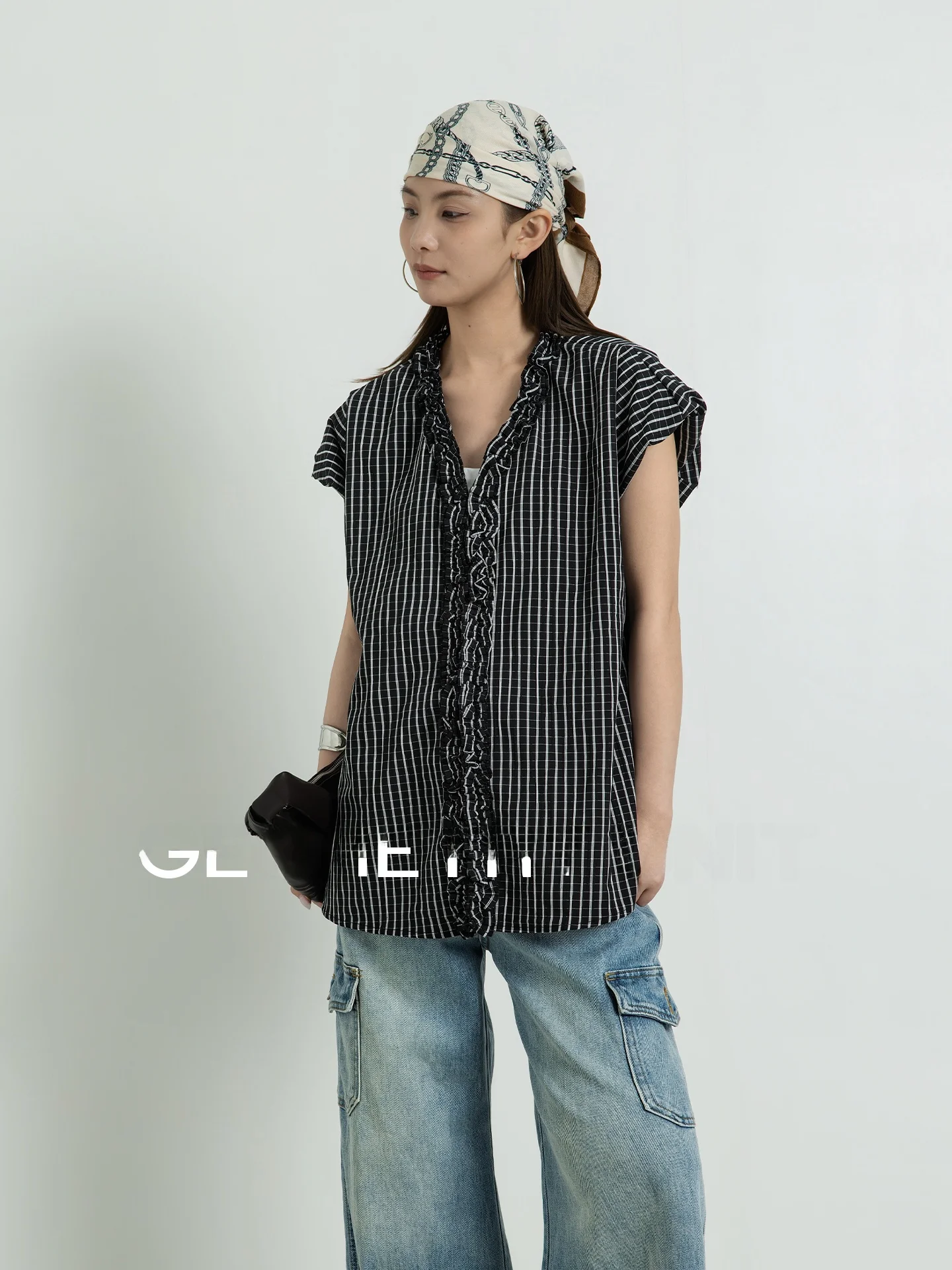 

Geometric Short Sleeve Women's T-Shirt Thin Versatile Sleeveless Shirt Vintage Plaid Shirt Casual Cotton Blend Breathable