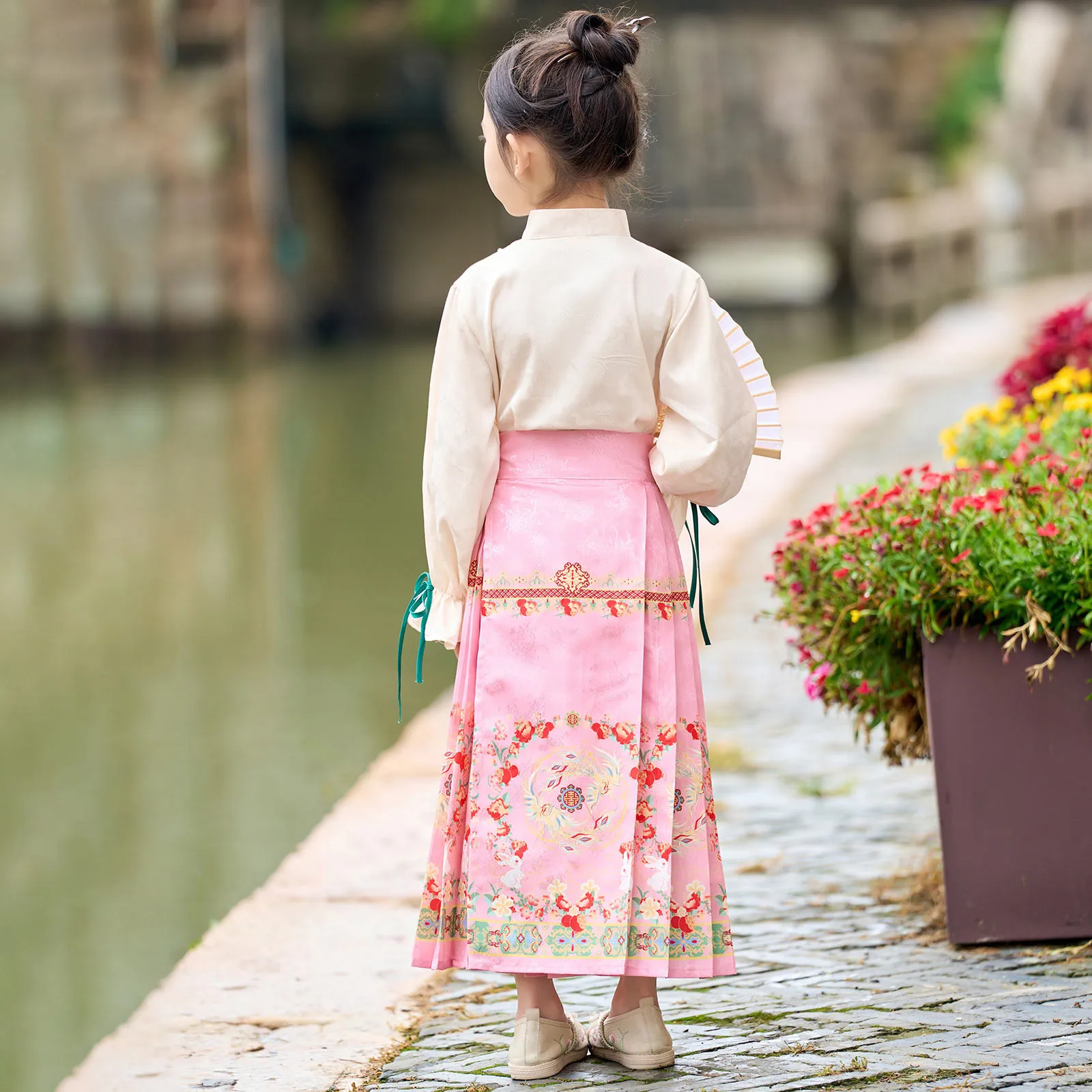 New Chinese Style Horse Face Skirt For Girls 2024 Summer Ancient Suit Thin Autumn Hanfu Children Skirts Cosplay Costumes