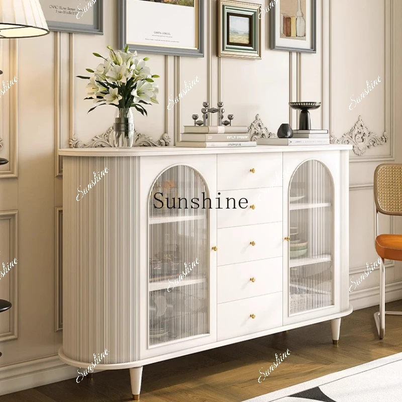 Cream wind all solid wood dining side white living room against the wall dining room tea special storage locker  FT