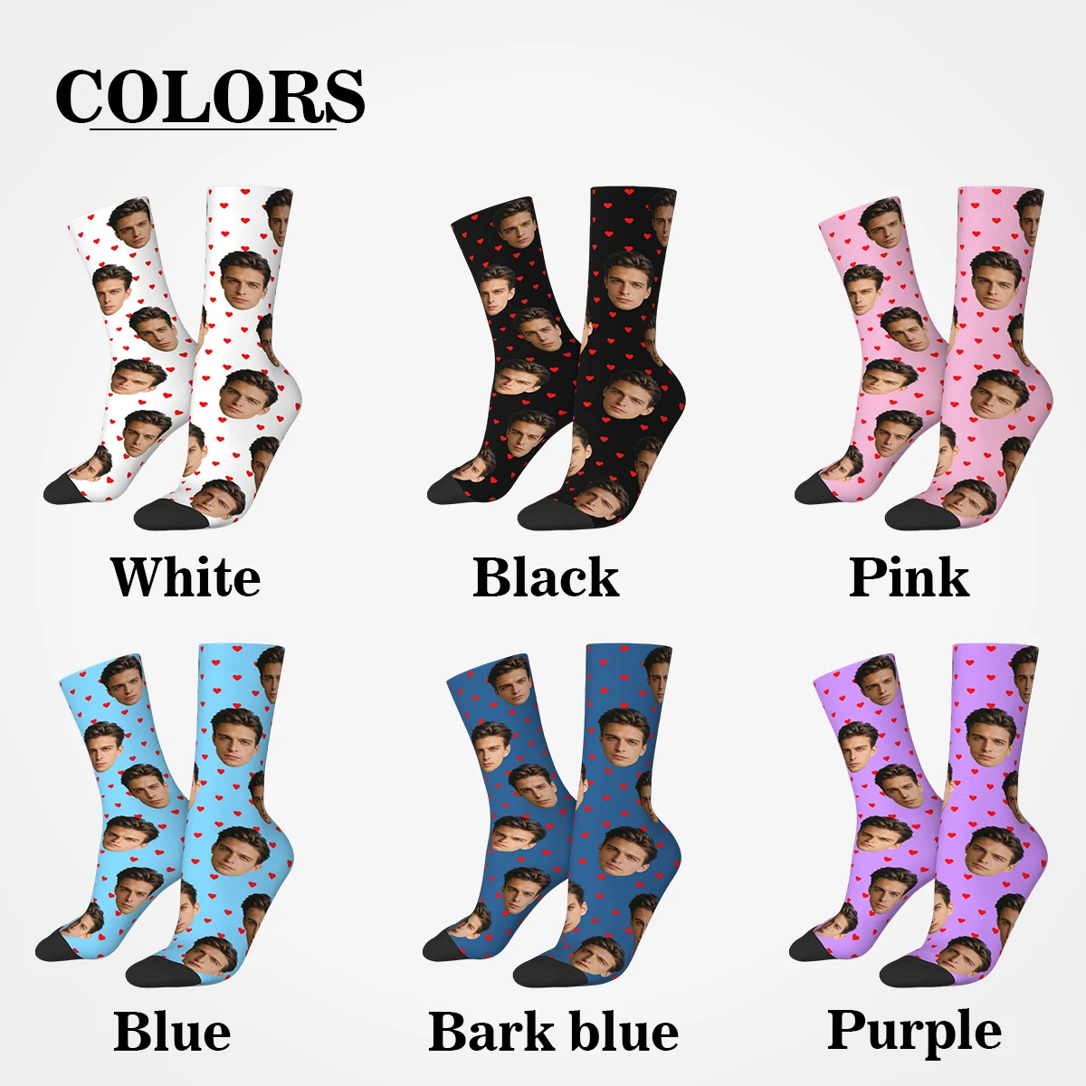 Custom face pattern socks unisex personalized fun socks with face pattern custom with  Valentine's Day gift