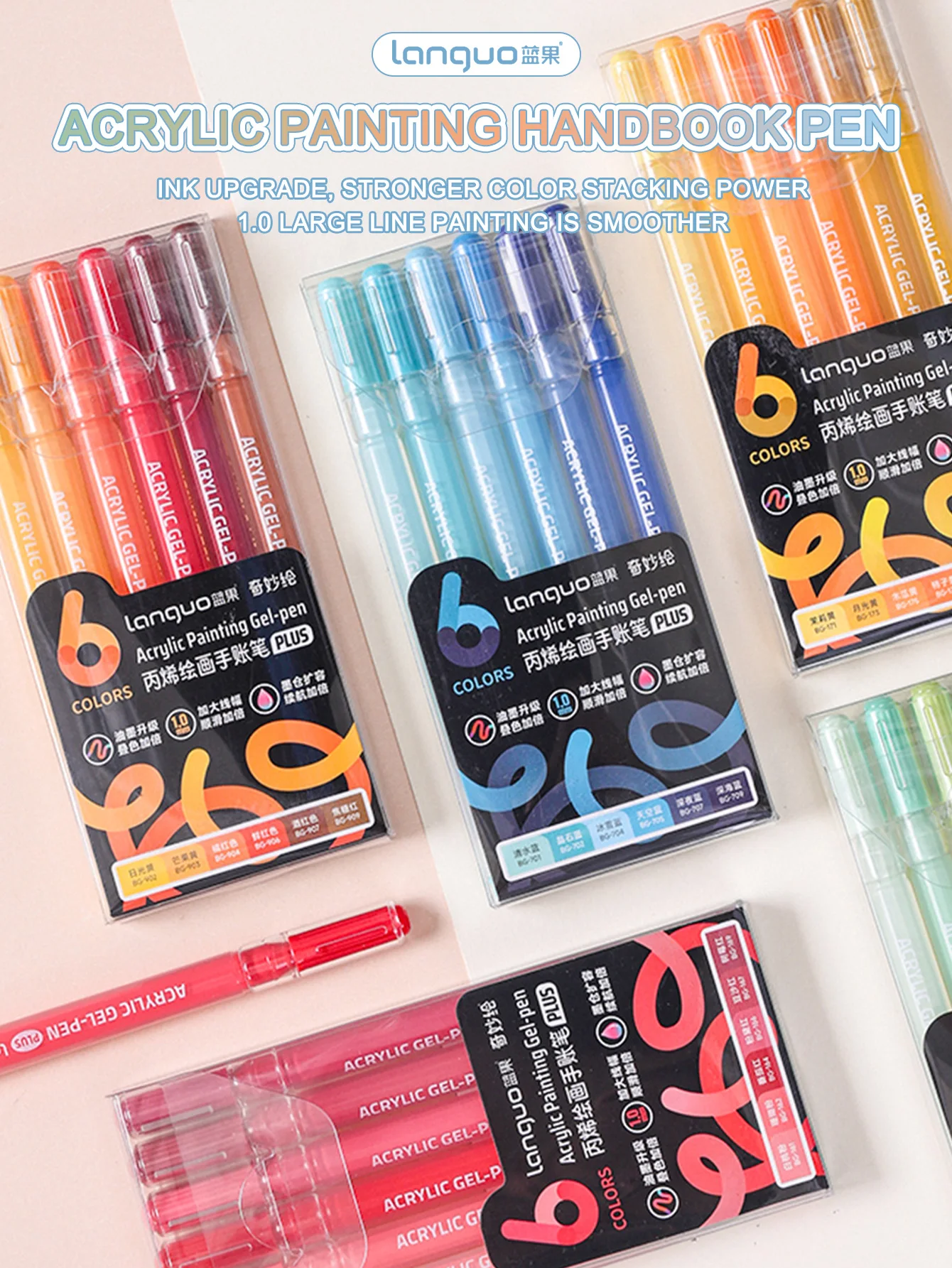 Languo 6/24/36/54/72/90 Farben Acrylmalstifte, Mehrfarbige Gelstifte, Neutralstifte für Schüler, Schreibmarker, Schreibwaren – Detail 1
