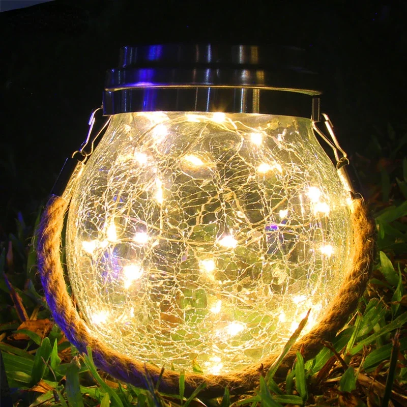 Imagem -02 - Led Solar Desejando Pode Luz Pátio ao ar Livre Vidro Pendurado Luz Decoração Criativa Natal Mason Bottle Light