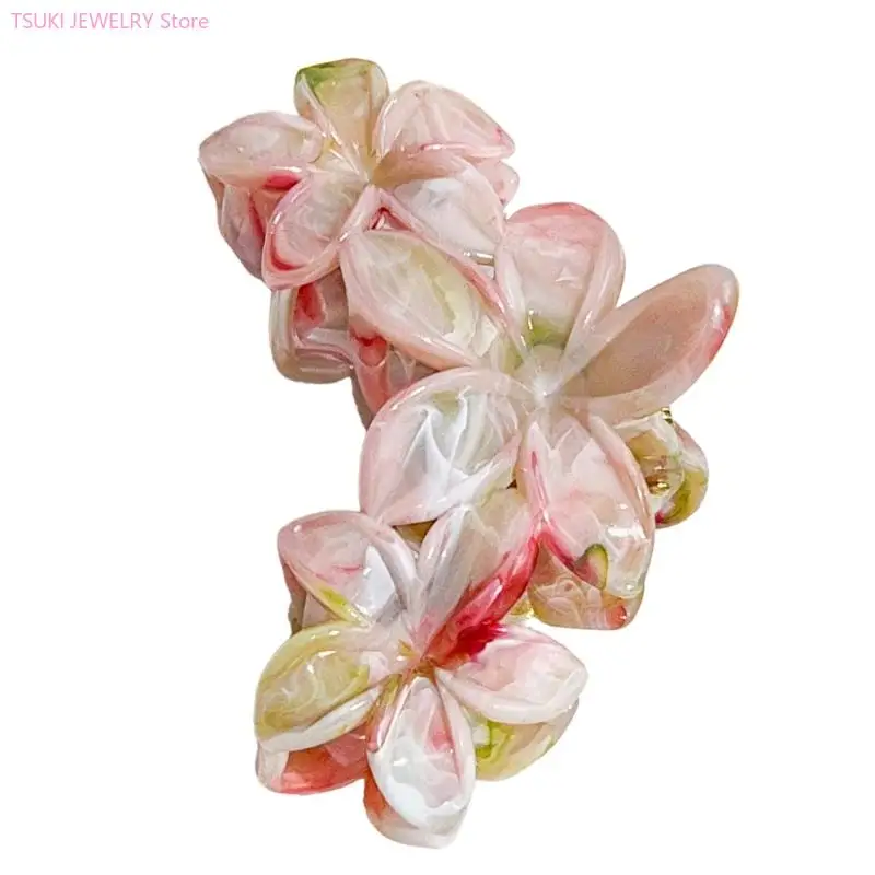 62ke prendedor cabelo elegante com design floral frangipani, acessório cabelo plástico prático, garra cabelo para