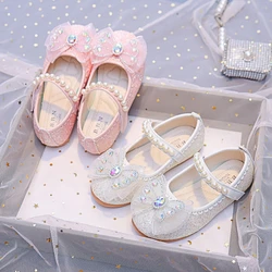 Scarpe in pelle per bambini di Design di lusso con fiocco strass Princess Girls Party Dance Shoes Baby Student Flats scarpe da spettacolo per bambini