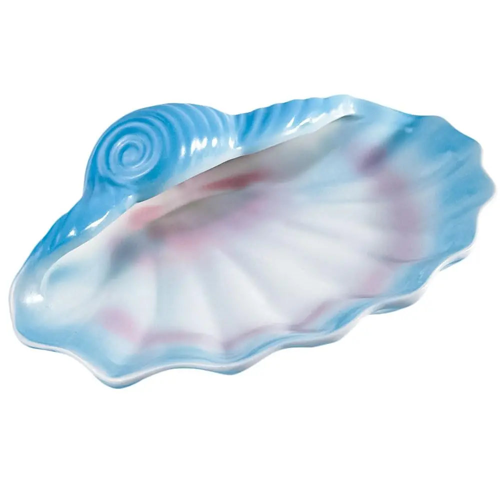 

Керамическая мыльница в форме ракушки (7,7 x 5,3 дюйма), подставка для мыла в виде морской ракушки для ванной, душа, раковины, синий поднос-ракушка для украшений