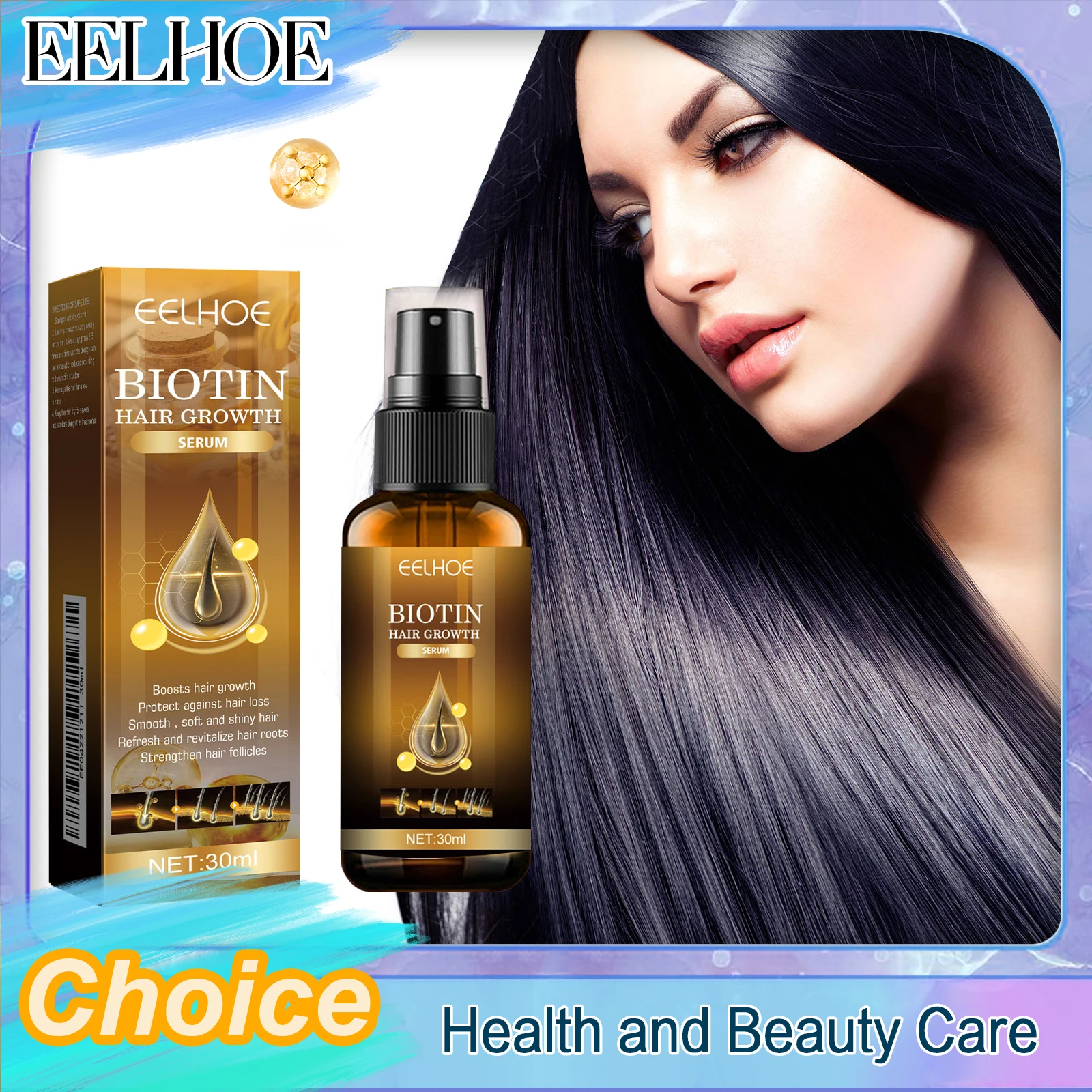 

Eelhoe Biotin Hair Growth Spray Strong Anti-Fall Repair Hair Nourishing Hair Care Hair Root Spray It Can Moisturise Your Hair