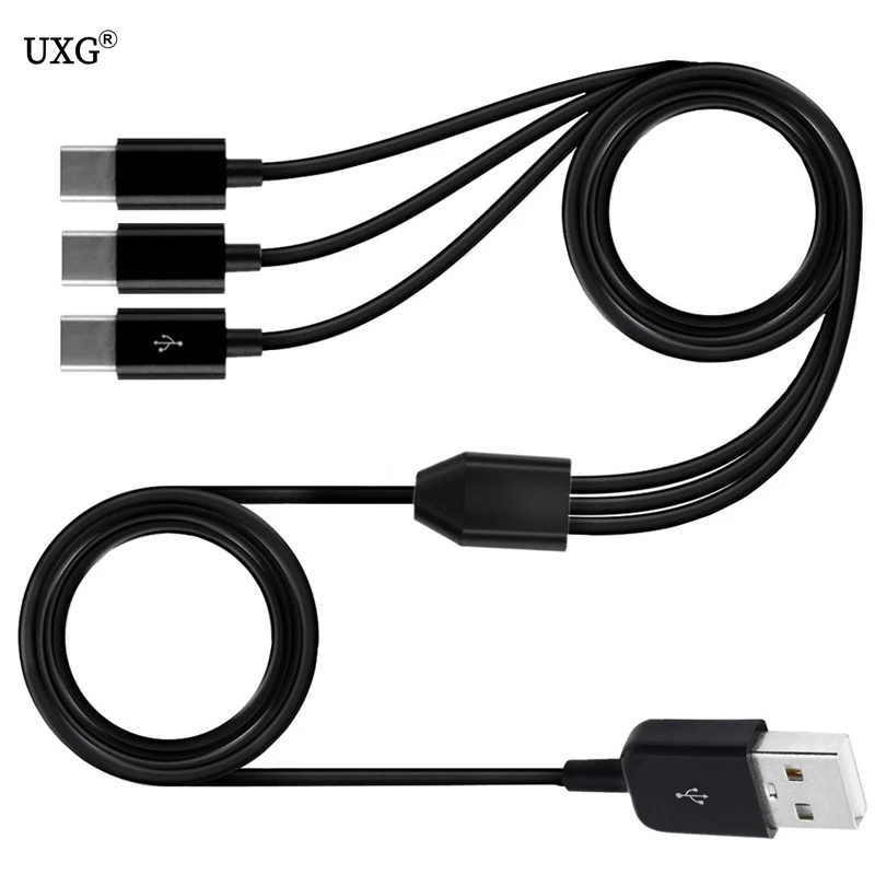 USB 2.0 Type A Male To 3 Type-c Male Splitter Y Data Sync and Charge Connector Adapter Cable 30cm 100cm 150cm 1ft 3ft 5ft