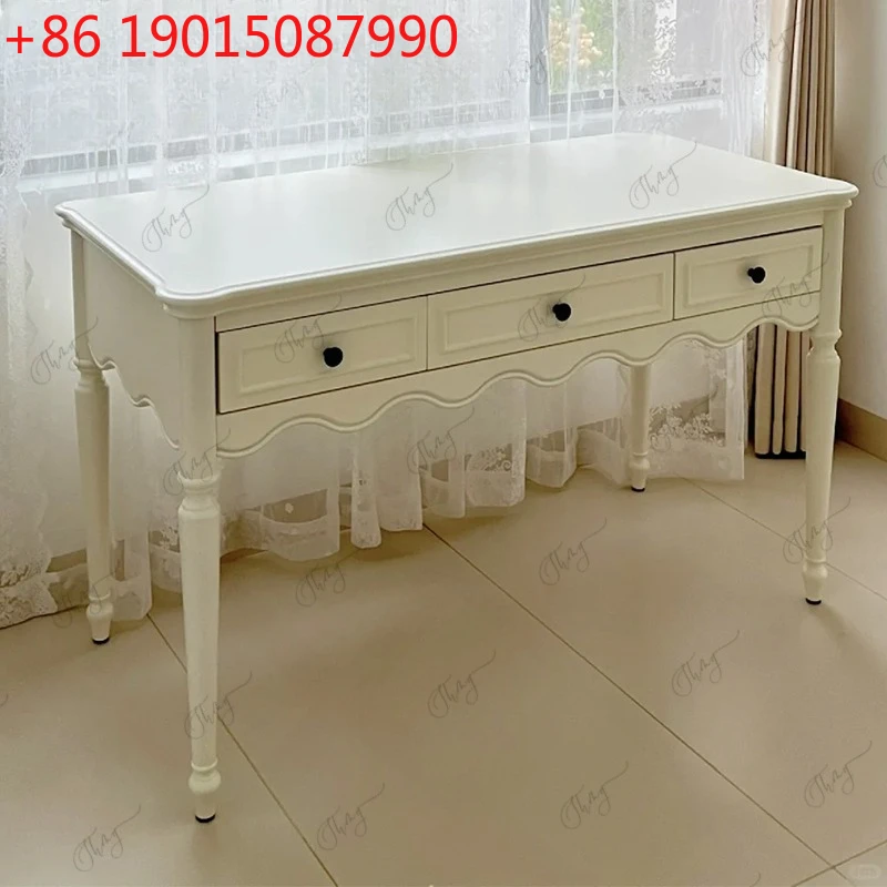 

Компьютерный стол и стул для учебы, сочетание волнистого белого массива дерева, кремового цвета, письменный стол для спальни, можно настроить