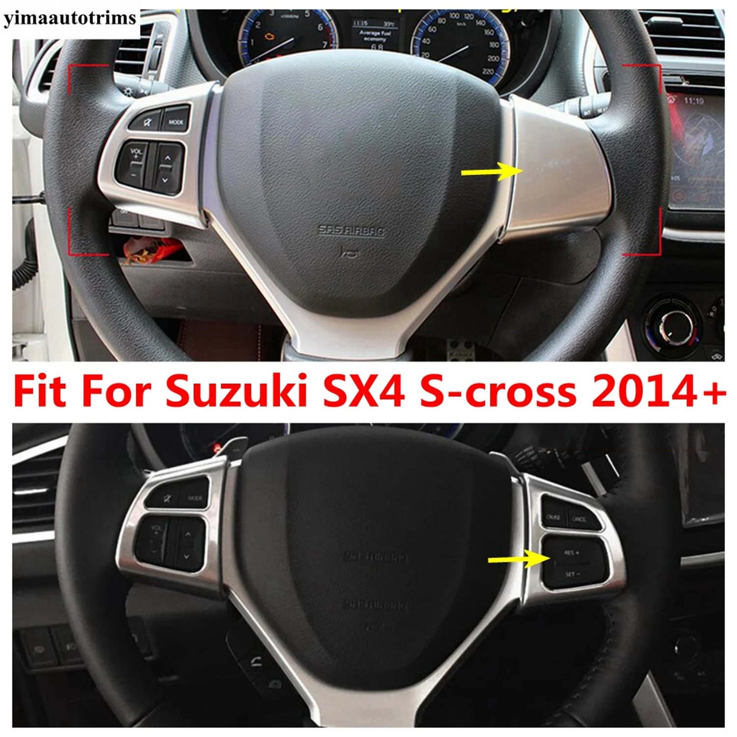 

Steering Wheel Audio Volume Switch Button Frame Decor Cover Trim Matte Accessories Interior For Suzuki SX4 S-cross 2014 - 2022