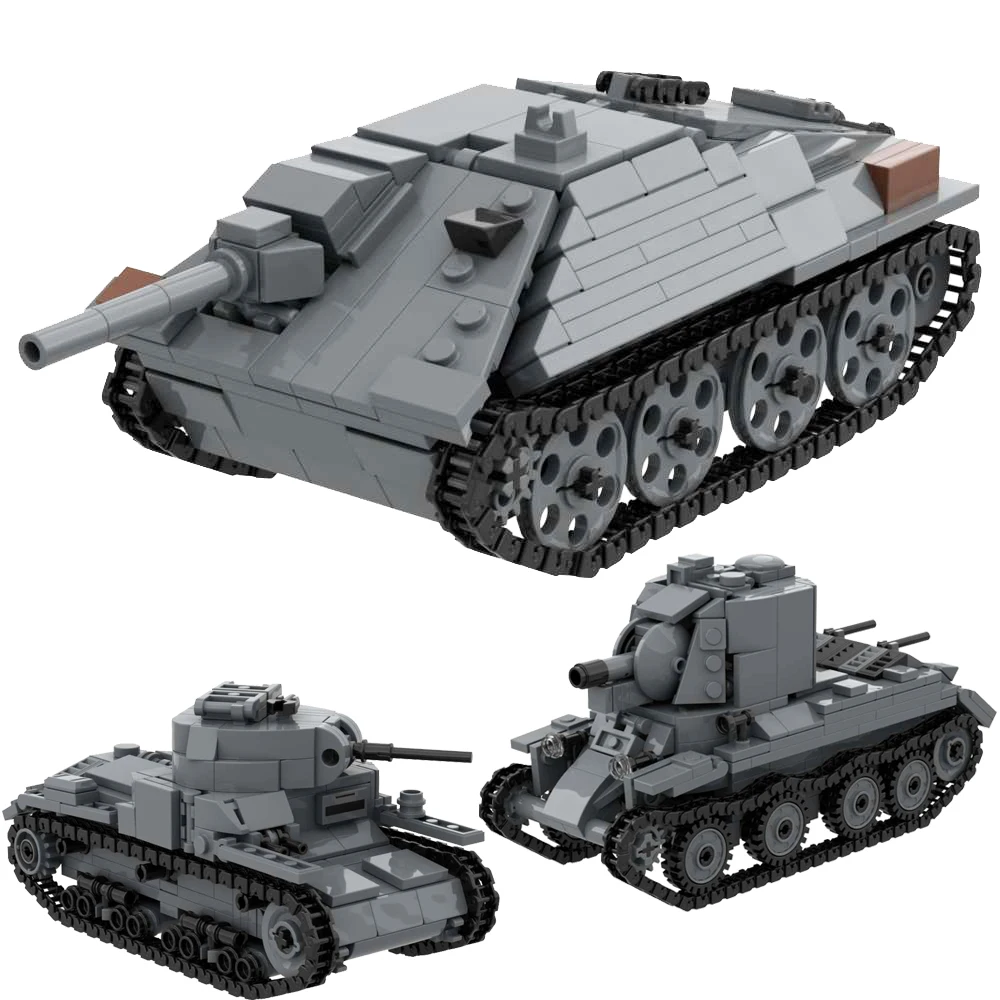 WW2 Military Light Medium Tank Armored Car Vehicle Hetzer Sdkfz 222 Sturmpanzer IV Brummbar BT2 BT42 M15 Building Block Toy