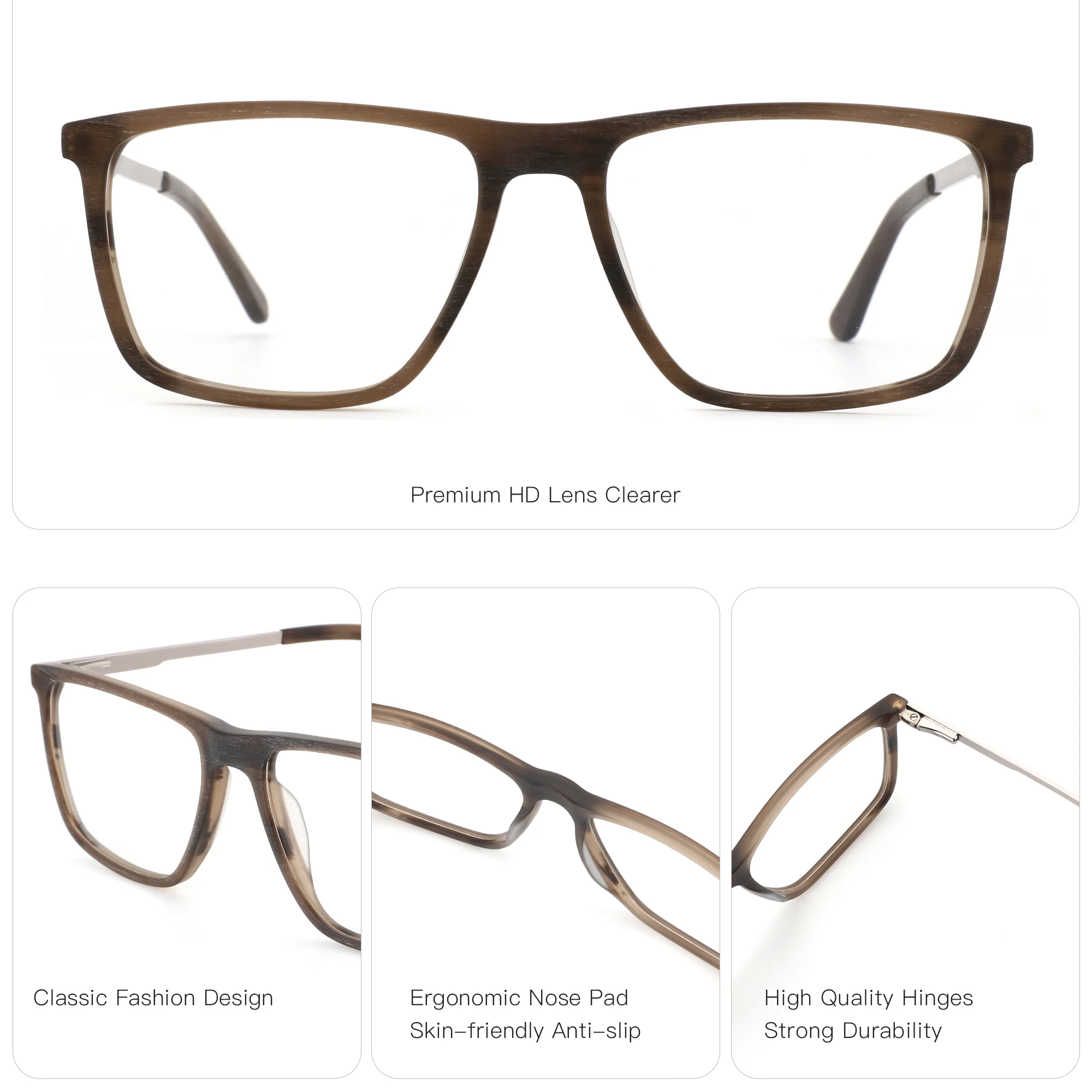 نظارات طبية مربعة من BLUEMOKY للرجال مستطيلة متعددة البؤر فوتوكروميك مضادة للضوء الأزرق لقصر النظر