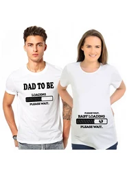 Camiseta de pareja con carga de papá para bebé, camisetas divertidas de maternidad a juego, camisas de anuncio de embarazo, ropa, trajes