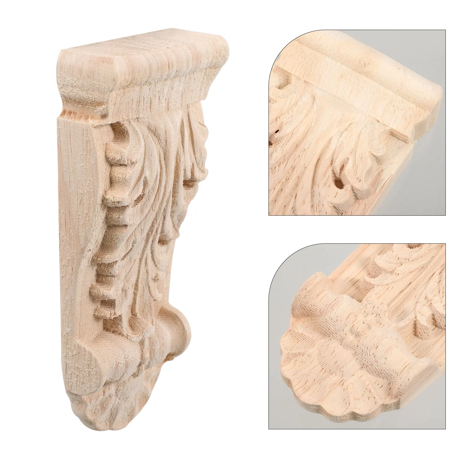 

2 Pcs Wooden Roman Column Horn Flower Furniture Decoration Parts Door Corner Home Decals Molding for
