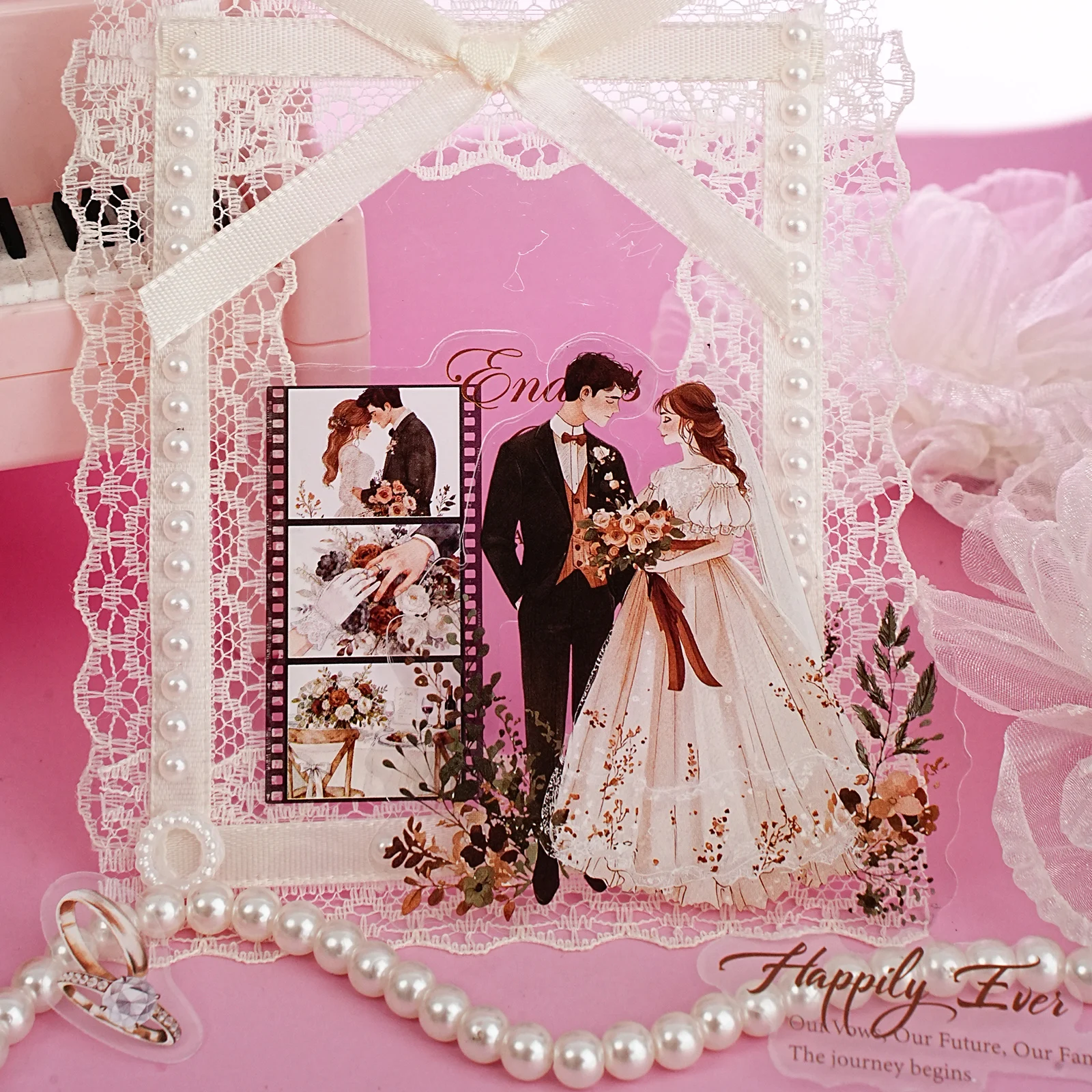 Etori Life Love for a Lifetime Adesivos temáticos de casamento 15 peças Material de casal para sempre Laptop, adesivos de telefone, mala, álbum de fotos, decoração de quarto, materiais de scrapbook feitos à mão, embalagem de caixa de presente, decoração de dia dos namorados, adesivos de brinquedo