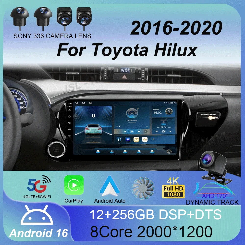 

Android 16 2 Din Stereo For Toyota Hilux 2016 - 2020 Car Radio with Screen Multimedia Player Navigation GPS Head Unit Autoradio