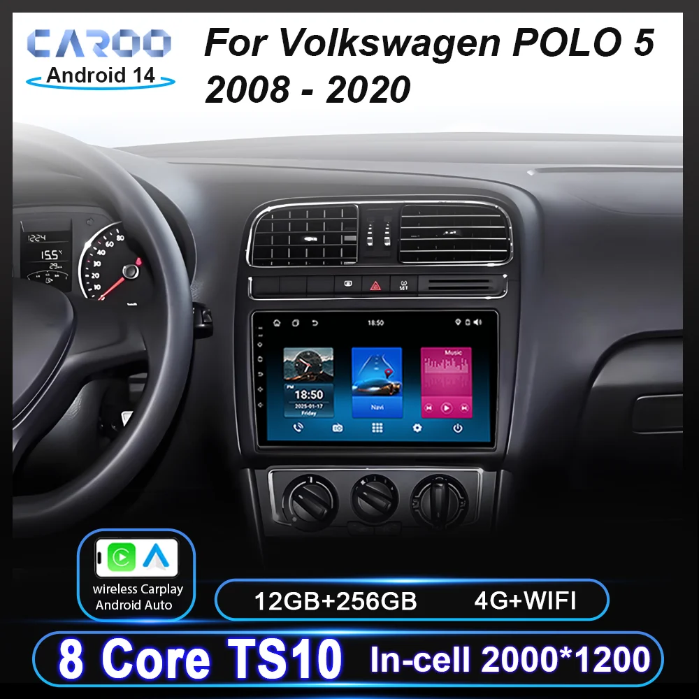 

Android 14 Carplay Car Radio Stereo For Volkswagen POLO 5 2008 - 2020 Auto Multimidia Player GPS Navigation Carplay NO 2DIN DVD