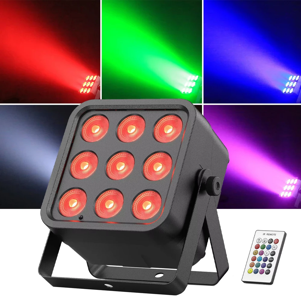 

Rechargeable Battery Par Lights DMX Remote Control 9X6W RGBWA+UV 6IN1 LED Uplights Stage Effect Lights for Disco DJ Wedding Club