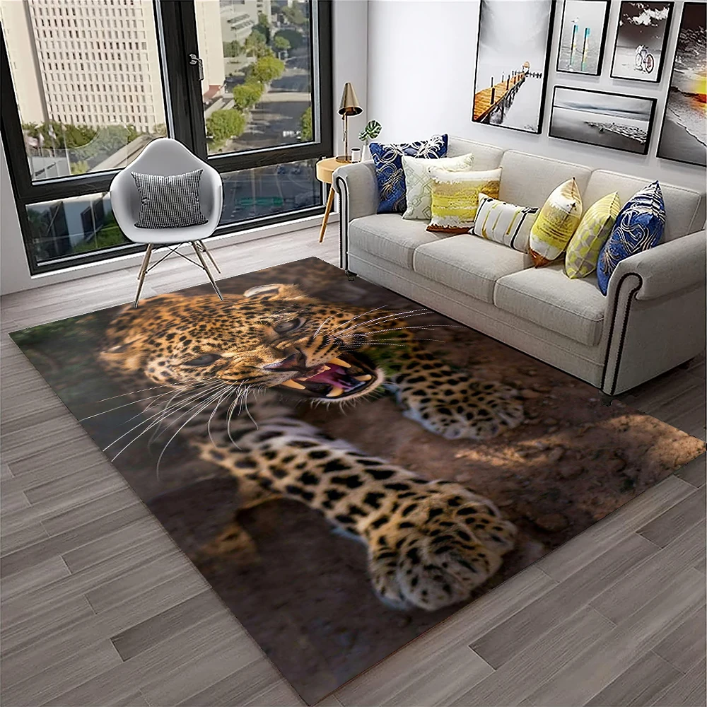 Beast Animal Leopard Cheetah Cartoon Carpet Rug for Home Living Room Bedroom Sofa Doormat Decor,kids Area Rug Non-slip Floor Mat